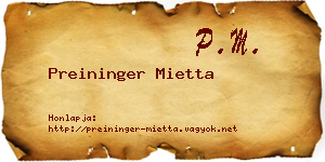 Preininger Mietta névjegykártya